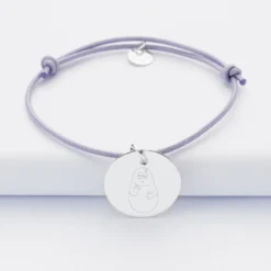 Online HappyBulle Bracelet personnalisé médaille gravée argent dormeuse 19mm - x Barbapapa Argent rhodié 925
