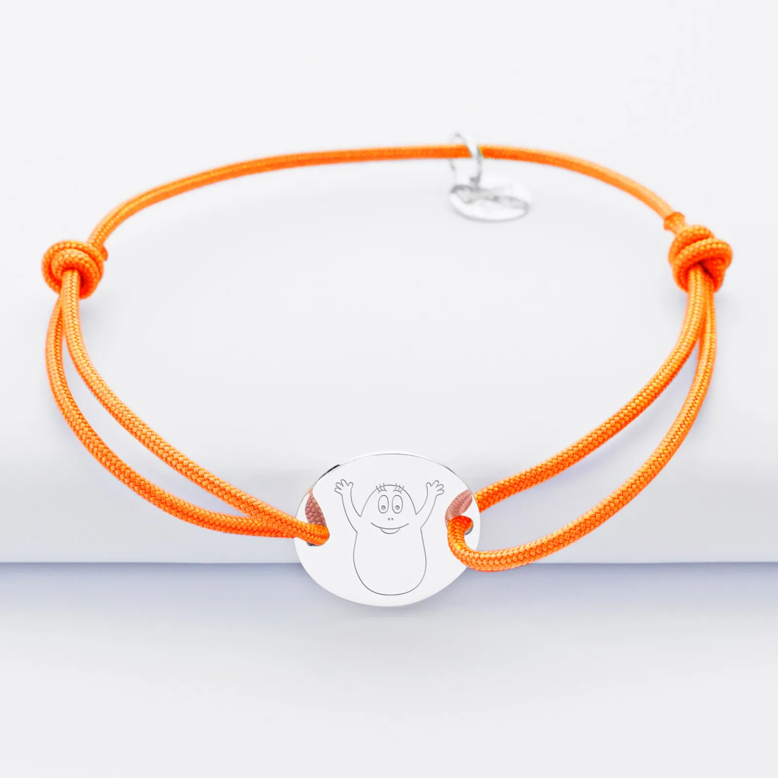 HappyBulle Bracelet personnalisé médaille gravée argent 2 trous 15mm - x Barbapapa Argent rhodié 925