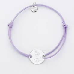 HappyBulle Bracelet personnalisé médaille gravée argent 2 trous 15mm - x Barbapapa Argent rhodié 925