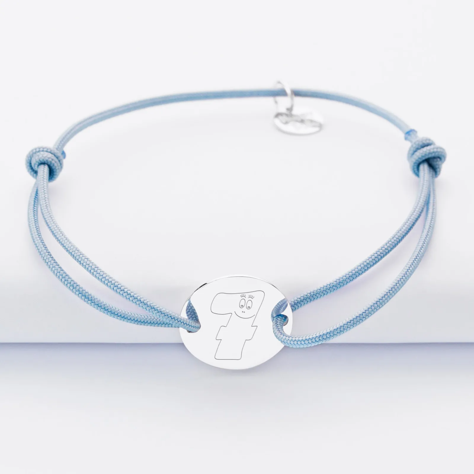 HappyBulle Bracelet personnalisé médaille gravée argent 2 trous 15mm - x Barbapapa Argent rhodié 925