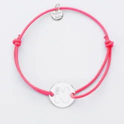 HappyBulle Bracelet personnalisé médaille gravée argent 2 trous 15mm - x Barbapapa Argent rhodié 925