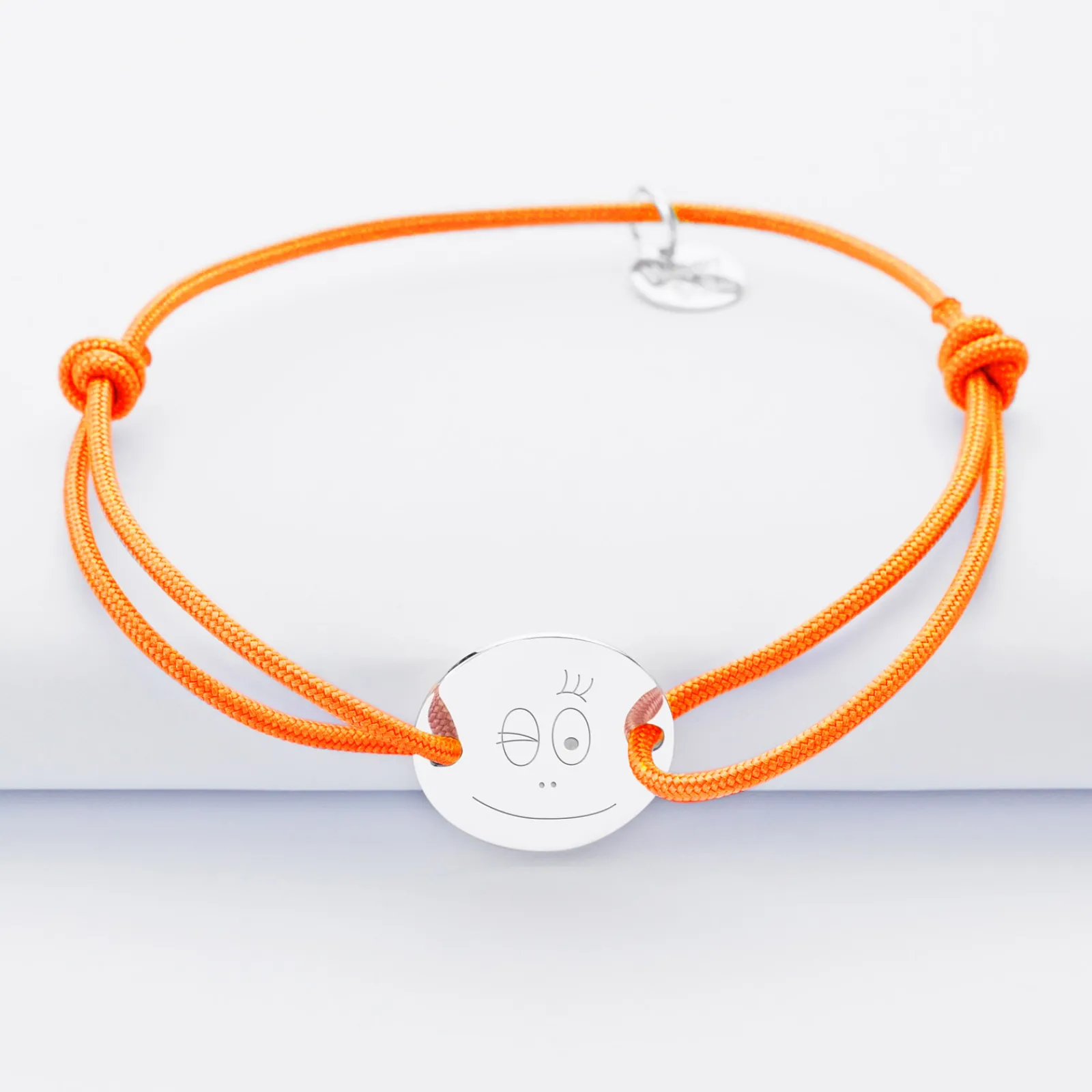 HappyBulle Bracelet personnalisé médaille gravée argent 2 trous 15mm - x Barbapapa Argent rhodié 925