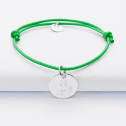 Clearance HappyBulle Bracelet personnalisé médaille gravée argent dormeuse 15 mm - x Barbapapa Argent rhodié 925