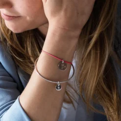 Clearance HappyBulle Bracelet personnalisé médaille gravée argent dormeuse 15 mm - x Barbapapa Argent rhodié 925