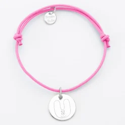 Clearance HappyBulle Bracelet personnalisé médaille gravée argent dormeuse 15 mm - x Barbapapa Argent rhodié 925