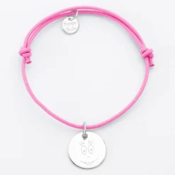 Clearance HappyBulle Bracelet personnalisé médaille gravée argent dormeuse 15 mm - x Barbapapa Argent rhodié 925
