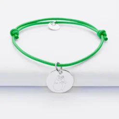 Clearance HappyBulle Bracelet personnalisé médaille gravée argent dormeuse 15 mm - x Barbapapa Argent rhodié 925