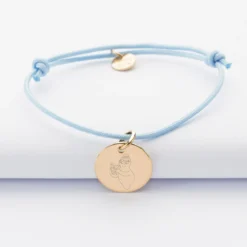 Outlet HappyBulle Bracelet personnalisé médaille gravée plaqué or dormeuse 15 mm - x Barbapapa Plaqué or 18k