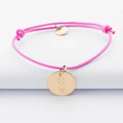 Outlet HappyBulle Bracelet personnalisé médaille gravée plaqué or dormeuse 15 mm - x Barbapapa Plaqué or 18k