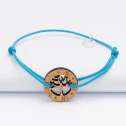 Best HappyBulle Bracelet personnalisé médaille gravée arbre de vie 20 mm Bois