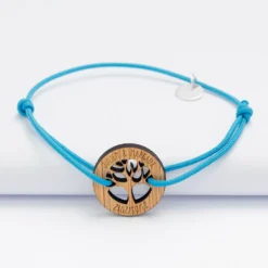 Best HappyBulle Bracelet personnalisé médaille gravée arbre de vie 20 mm Bois
