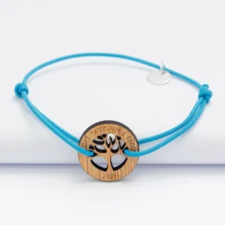 Best HappyBulle Bracelet personnalisé médaille gravée arbre de vie 20 mm Bois