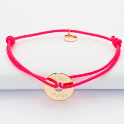 Outlet HappyBulle Bracelet personnalisé médaille gravée plaqué or cible 16mm Plaqué or 18k