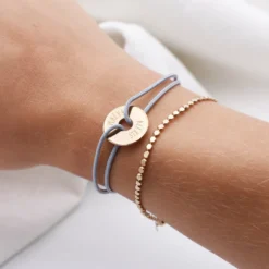 Outlet HappyBulle Bracelet personnalisé médaille gravée plaqué or cible 16mm Plaqué or 18k
