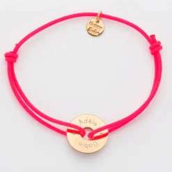 Outlet HappyBulle Bracelet personnalisé médaille gravée plaqué or cible 16mm Plaqué or 18k