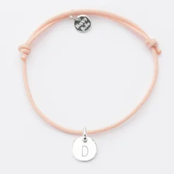 Outlet HappyBulle Bracelet personnalisé médaille gravée initiale argent 10mm Argent rhodié 925