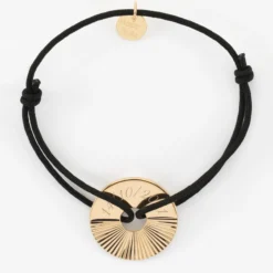 Hot HappyBulle Bracelet personnalisé médaille gravée plaqué or cible soleil 20 mm Plaqué or 18k