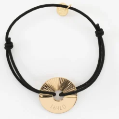 Hot HappyBulle Bracelet personnalisé médaille gravée plaqué or cible soleil 20 mm Plaqué or 18k