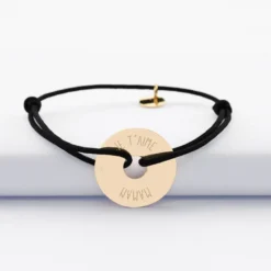 Hot HappyBulle Bracelet personnalisé médaille gravée plaqué or cible soleil 20 mm Plaqué or 18k