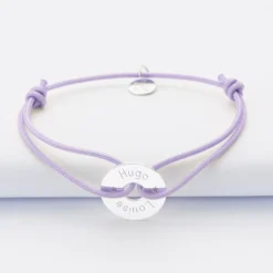 Clearance HappyBulle Bracelet personnalisé médaille gravée argent cible 16 mm Argent rhodié 925