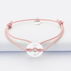 Clearance HappyBulle Bracelet personnalisé médaille gravée argent cible 16 mm Argent rhodié 925