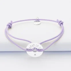 Clearance HappyBulle Bracelet personnalisé médaille gravée argent cible 16 mm Argent rhodié 925