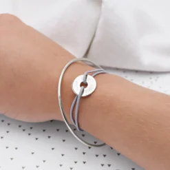 Clearance HappyBulle Bracelet personnalisé médaille gravée argent cible 16 mm Argent rhodié 925