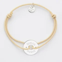 Clearance HappyBulle Bracelet personnalisé médaille gravée argent cible 16 mm Argent rhodié 925