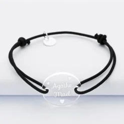 Discount HappyBulle Bracelet personnalisé médaille gravée ronde 2 trous 21mm Acrylique
