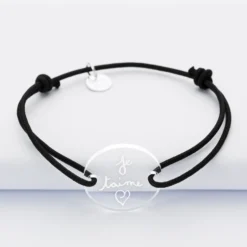 Discount HappyBulle Bracelet personnalisé médaille gravée ronde 2 trous 21mm Acrylique