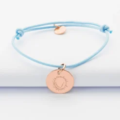 Hot HappyBulle Bracelet personnalisé médaille gravée plaqué or rose 15 mm Plaqué or rose 18k