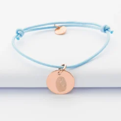 Hot HappyBulle Bracelet personnalisé médaille gravée plaqué or rose 15 mm Plaqué or rose 18k