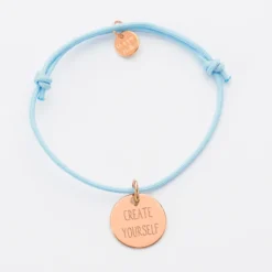 Hot HappyBulle Bracelet personnalisé médaille gravée plaqué or rose 15 mm Plaqué or rose 18k