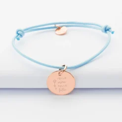 Hot HappyBulle Bracelet personnalisé médaille gravée plaqué or rose 15 mm Plaqué or rose 18k