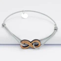 Discount HappyBulle Bracelet personnalisé médaille gravée infini 24 mm Bois