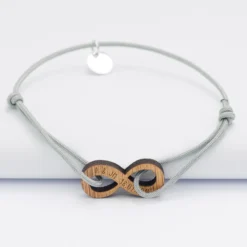 Discount HappyBulle Bracelet personnalisé médaille gravée infini 24 mm Bois