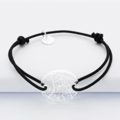 HappyBulle Bracelet personnalisé médaille gravée acrylique ronde 2 trous 21 mm "Géo map"