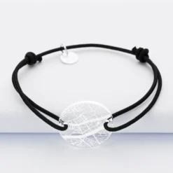 HappyBulle Bracelet personnalisé médaille gravée acrylique ronde 2 trous 21 mm "Géo map"