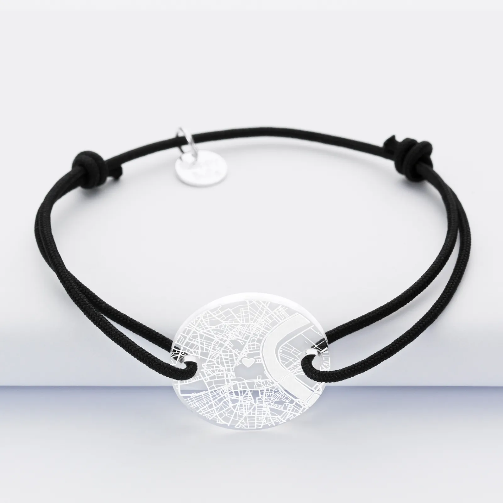 HappyBulle Bracelet personnalisé médaille gravée acrylique ronde 2 trous 21 mm "Géo map"