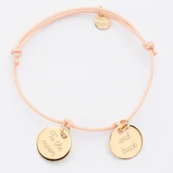 Hot HappyBulle Bracelet personnalisé 2 médailles gravées plaqué or dormeuses 15mm Plaqué or 18k