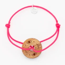 HappyBulle Bracelet personnalisé médaille gravée cible ronde 21 mm Bois