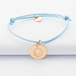 HappyBulle Bracelet personnalisé médaille gravée plaqué or dormeuse 15mm Plaqué or 18k