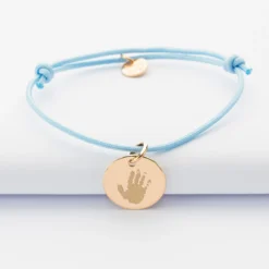 HappyBulle Bracelet personnalisé médaille gravée plaqué or dormeuse 15mm Plaqué or 18k