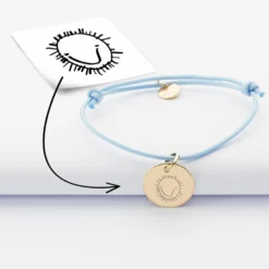 HappyBulle Bracelet personnalisé médaille gravée plaqué or dormeuse 15mm Plaqué or 18k