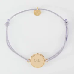 Discount HappyBulle Bracelet personnalisé médaille contour fleur gravée plaqué or 2 trous 15 mm