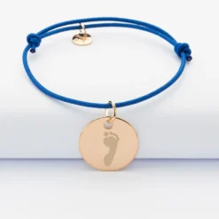 Sale HappyBulle Bracelet personnalisé médaille gravée plaqué or dormeuse 19mm Plaqué or 18k