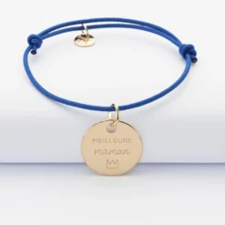 Sale HappyBulle Bracelet personnalisé médaille gravée plaqué or dormeuse 19mm Plaqué or 18k