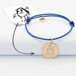 Sale HappyBulle Bracelet personnalisé médaille gravée plaqué or dormeuse 19mm Plaqué or 18k