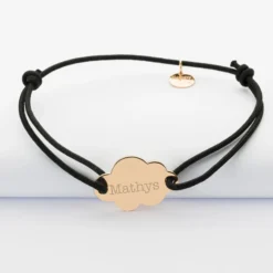 Outlet HappyBulle Bracelet personnalisé médaille gravée plaqué or nuage 2 trous 20x14 mm Plaqué or 18k