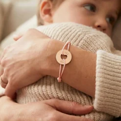 HappyBulle Bracelet personnalisé médaille gravée plaqué or cible coeur 21 mm Plaqué or 18k
